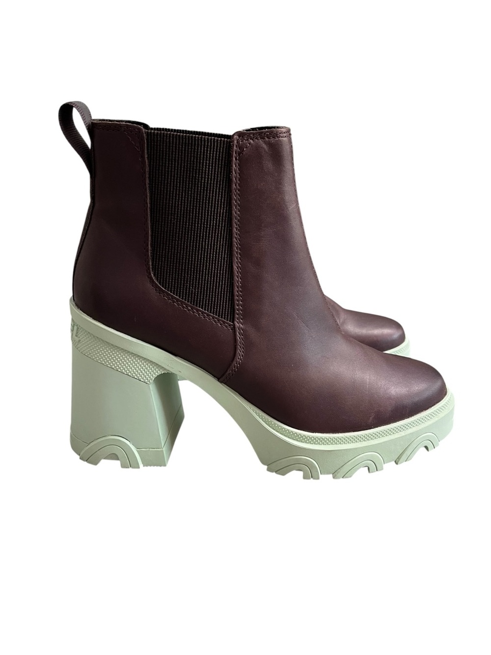 Sorel Brex Chelsea Boots Womens 8 Brown Leather Platform Chunky Heel Lug Sole - Picture 9 of 13